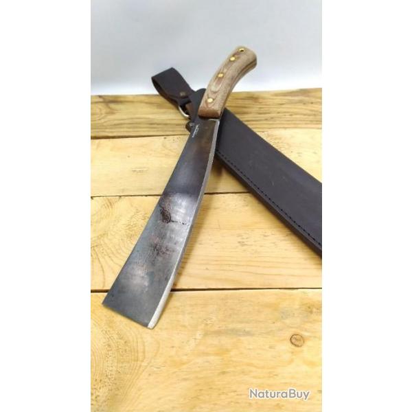 Machette cambodgienne Lame en acier inoxydable1075HC Manche en Micarta Etui en Cuir CONDOR