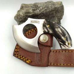 Couteau DEPECER MARBLES  Lame Acier 3Cr13 Manche CORNE Etui Cuir 1
