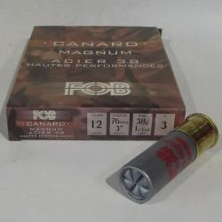 Boite de 10 cartouches Fob canard Magnum 12/89, Acier 38 grammes , Numero 3