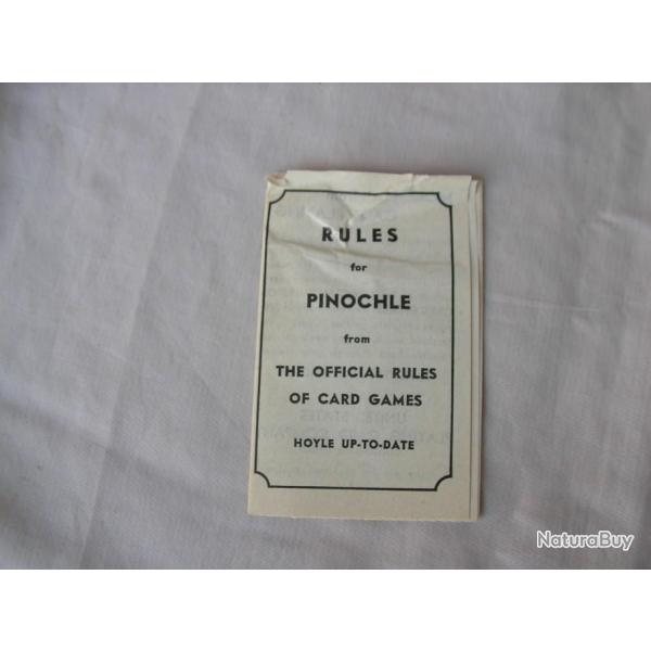 WW2 US NOTICE DE JEU DE JEUX DE CARTES AMERICAINE " PINOCHLE " / PUBLICIT BON DE GUERRE