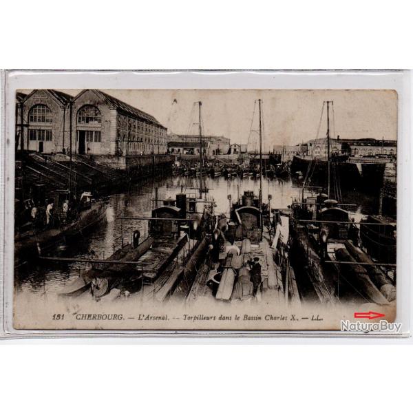 CPA - CHERBOURG - L'Arsenal - Torpilleurs dans le Bassin Charles X N1292