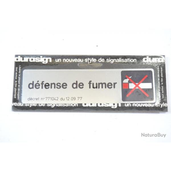 Signalisation DEFENSE DE FUMER sur plaque aluminium. Durasign. Etiquette plaque murale porte local