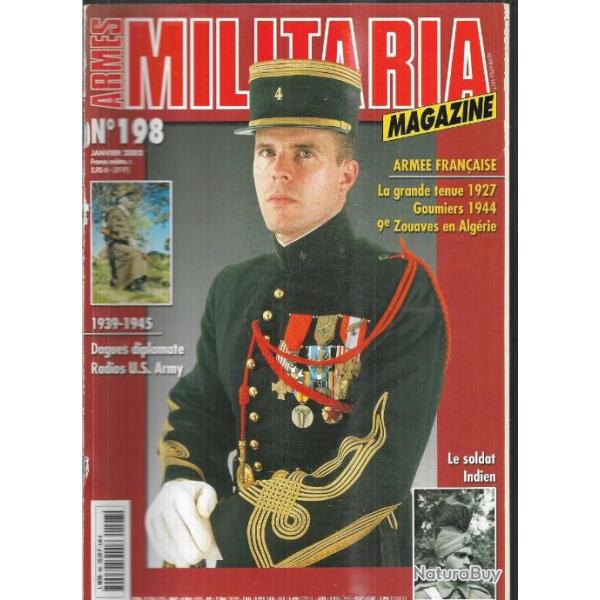 Militaria magazine 198 9e zouaves en algrie, soldat indien, daque diplomate , radio us army,