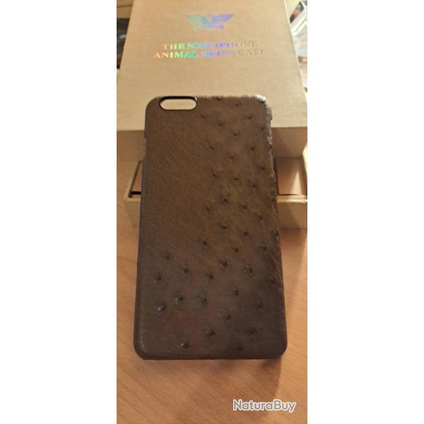 Coque Autruche Veritable pour iPhone 6+/6s +, Couleur: Marron
