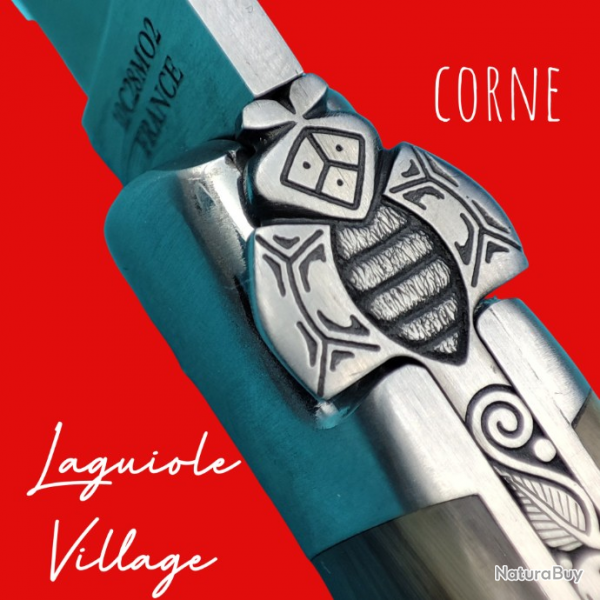 Exceptionnel Couteau Laguiole Village corne mouche prestige ressort grav couteau unique