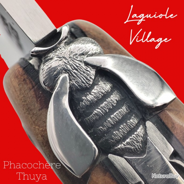 Exceptionnel Couteau Laguiole Village phacochre thuya mouche cisele couteau unique