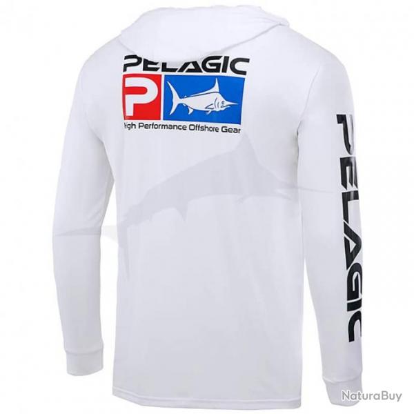 L Shirt Pelagic Aquatek Hoody Deluxe Blanc