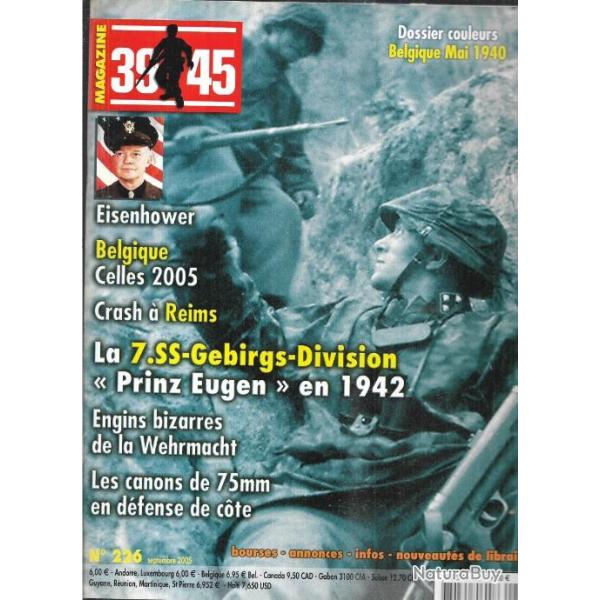 39-45 Magazine 226 n 4 commando kieffer, canons de 75 dfense des cotes, belgique mai 1940 , eisenho