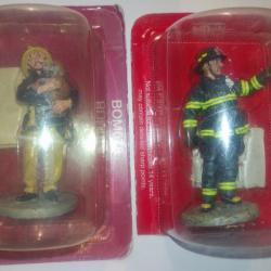 Lot 2 pompiers en plomb - Londonnien et New-yorkais - Delprado et cobra.