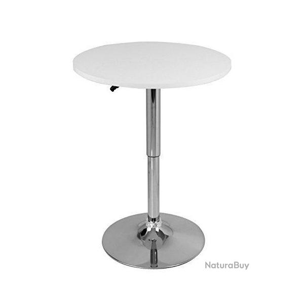Table haute en MDF et acier chrom rglable en hauteur blanc 19_0000375