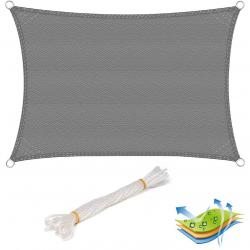 Voile d'ombrage pour jardin extérieur patio yard party bloc UV, 2x3m gris 19_0000959
