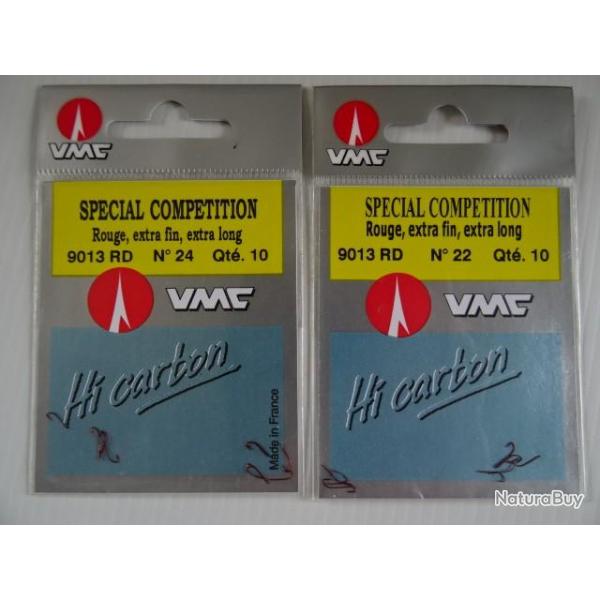 20 hameons VMC N 24 SPECIAL COMPETITION Rouge, extra fin, extra long