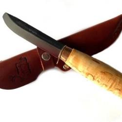 Petit couteau de chasse outdoor lapon Wood-Jewel Ensipuukko à lame arrondie