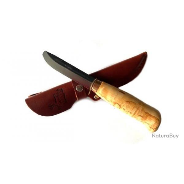 Petit couteau de chasse outdoor lapon Wood-Jewel Ensipuukko  lame arrondie