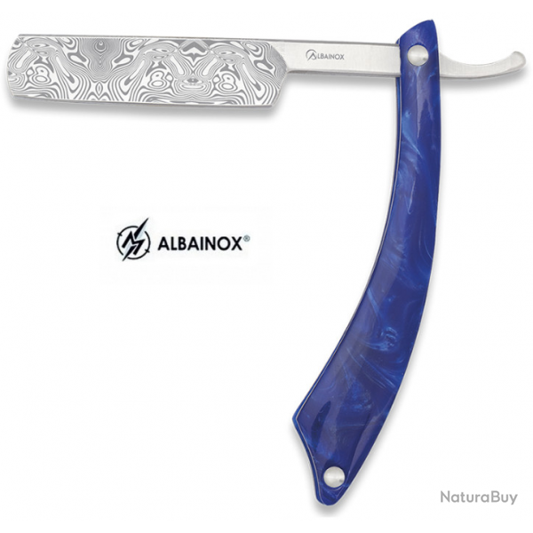 Couteau rasoir old dcor bleu  lame de 8 cm