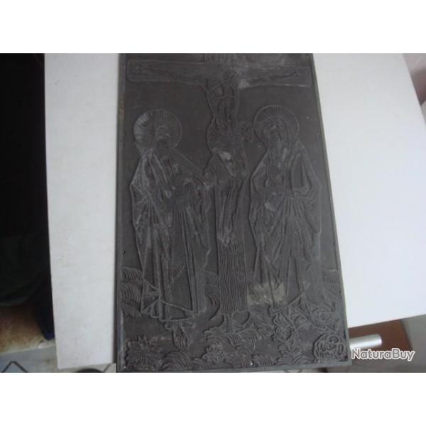 plaque d'impression ancienne 18,5 cm x 29,5 cm, religieux