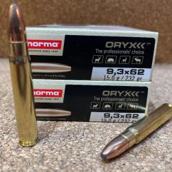 Lot de 2 boites de munitions Norma Oryx 9,3X62  15g