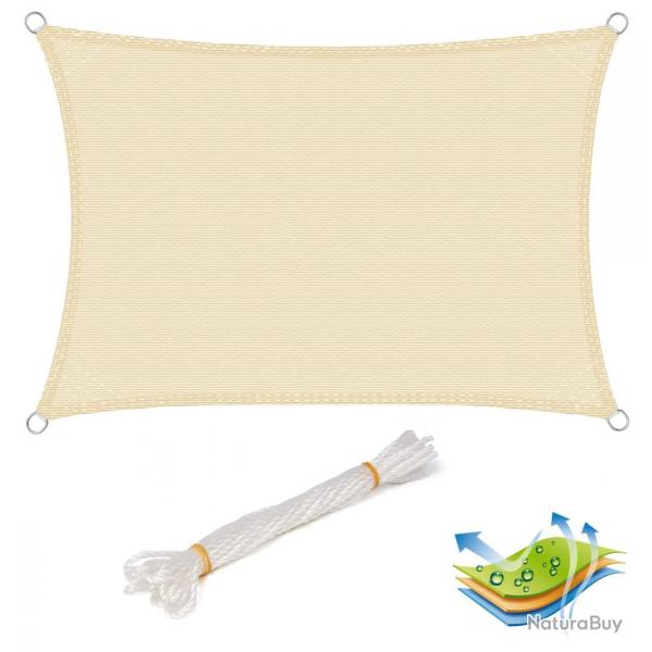 Voile d'ombrage auvent avec protection UV crme dperlante 2x3 m 19_0000889