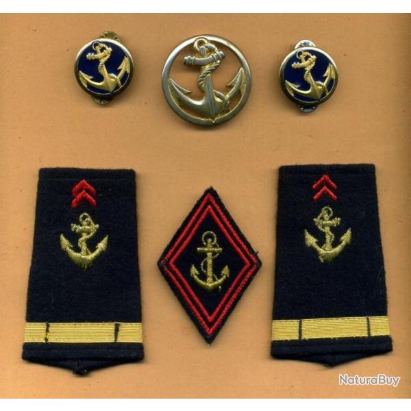 Lot Troupe de Marine -  insigne de bret + cusson + fourreaux d'paules + insignes de col