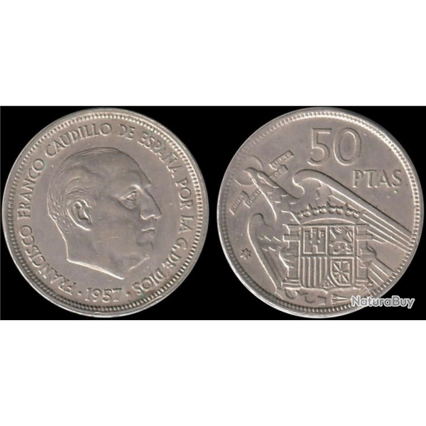 Collection Monnaie 50 PESETAS 1957 FRANCO CAUDILLO - Port Offert -