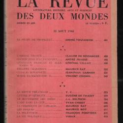 la revue des deux mondes 15 aout 1968 amiral decoux, charles bonaparte , généraux français et allema