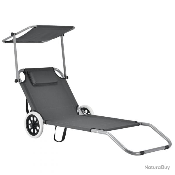 Transat avec brise-soleil et avec roulettes bain de soleil polyester et acier revtu par poudre 146