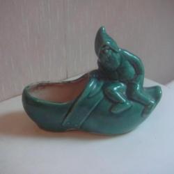statuette sabot verte Saint Clément emaillée années 20-30 art déco