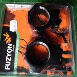 Colliers Alu. FUZYON 30mm, rail 11mm carabine 22LR et air comprimé, moins 50% sur la deuxième paire.