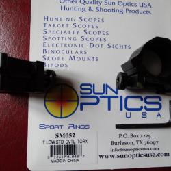 Paire de colliers de montage SUN OPTICS pour 22LR ou air comprimé, moins 50% sur la deuxième paire.