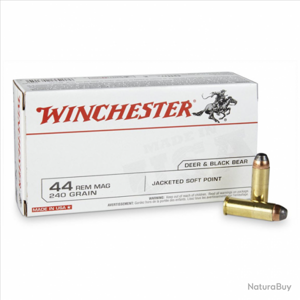 50 Cartouches Winchester 44 Remington Magnum JSP 240gr