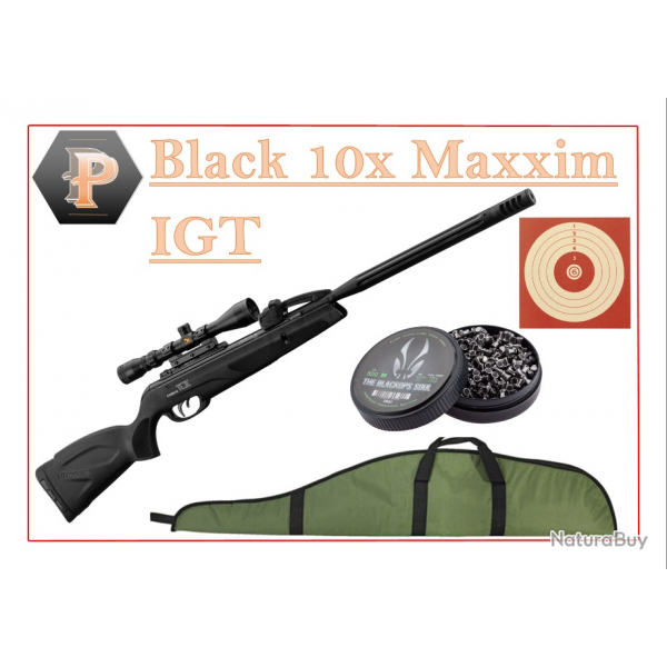 Pack Carabine 29J Black 10x Maxxim IGT cal.4,5 mm + 100 Cibles + 500 Plombs + fourreau Offre spcial