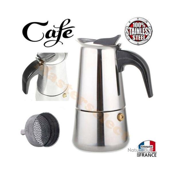 Cafetire italienne expresso maker en inox 6 Tasses pour un bon caf camping feu bois rechaud