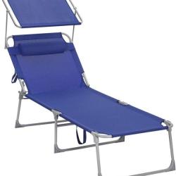 Chaise longue bain de soleil transat de relaxation grand modèle 71 x 200 x 38 cm charge 150 kg avec