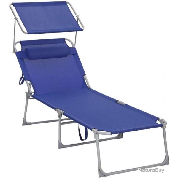 Chaise longue bain de soleil transat de relaxation grand modle 71 x 200 x 38 cm charge 150 kg avec