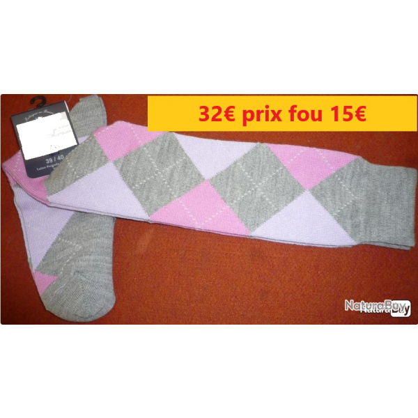 chaussettes PERRIN hautes jacquard P39/40       LGP460-39/40