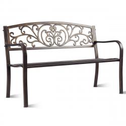 Banc de jardin en acier banquette en fer forgé bronzé 127 x 60 x 85 cm dossier à motif papillon 20_