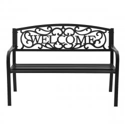 Banc de jardin de style ancien mobilier avec cadre métallique pour l'intérieur et l'extérieur 127 x