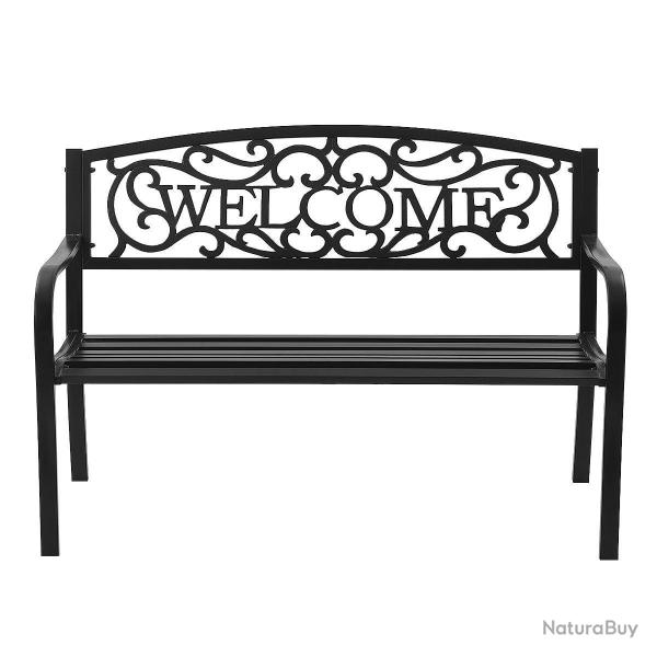 Banc de jardin de style ancien mobilier avec cadre mtallique pour l'intrieur et l'extrieur 127 x