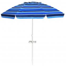 Parasol de plage inclinable 2,2 m avec porte-gobelet et protection solaire upf50 + parasol portable