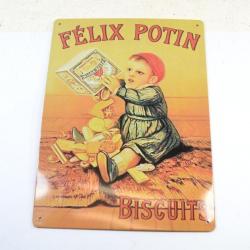 Plaque moderne Félix Potin Biscuits. Déco vintage magasin ancien style plaque émaillée