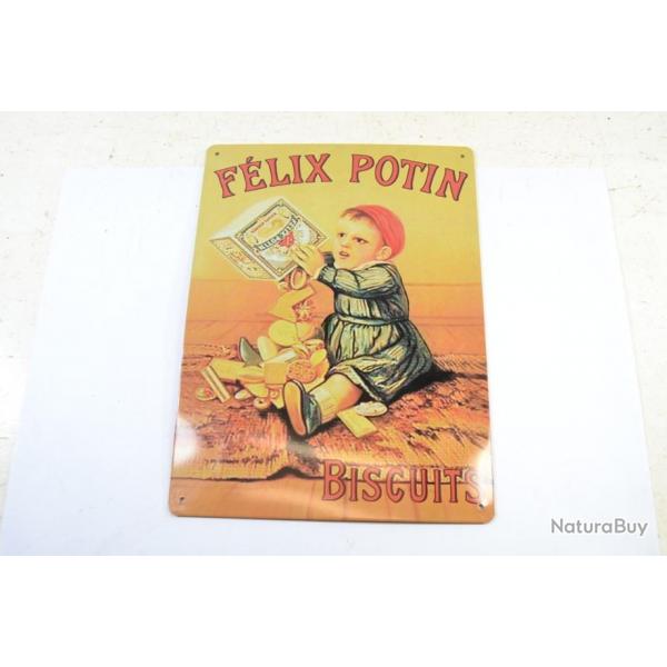 Plaque moderne Flix Potin Biscuits. Dco vintage magasin ancien style plaque maille