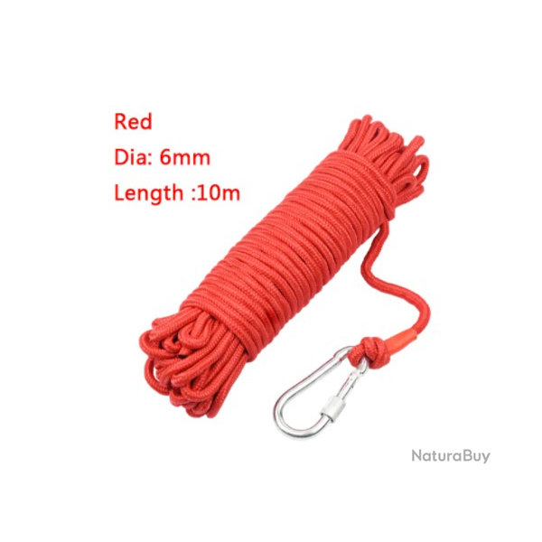 Corde Aimant de pche en nodyme avec anneau de levage magntique rouge 10m
