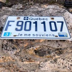 Plaque d'immatriculation Quebec F901107 US USA license plate 1991