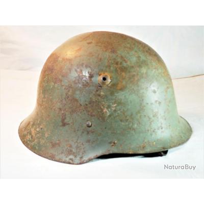 WEHRMACHT - Authentique casque bulgare allié allemand M36 restant insigne taille 56
