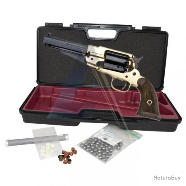 PACK Revolver Pietta 1858 Remington Laiton Sheriff Calibre 44 Crosse Quadrille - RGBSH44LC
