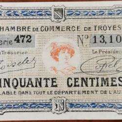 Billet 50 centimes Chambre de commerce de Troyes 7° émission 1926