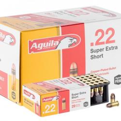 Boite de 50 balles Aguila Super Extra Short pleine cuivrée 22 LR