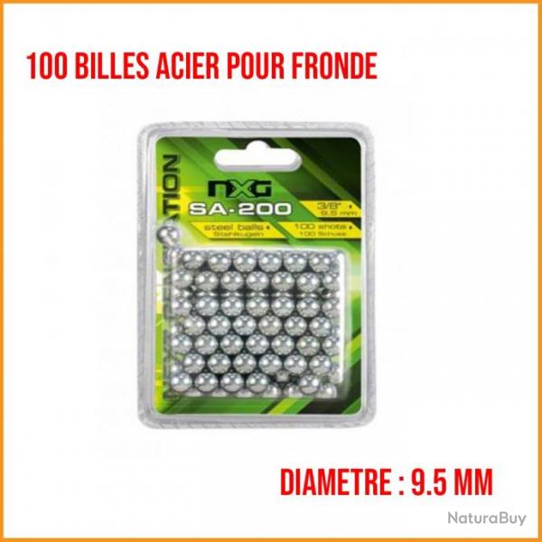 100 Billes Mtal 9.5mm NXG Pour Lance Pierre fronde