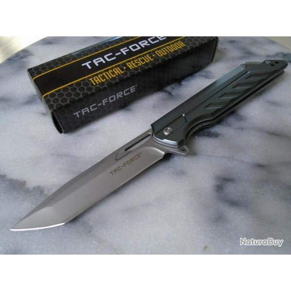 Couteau Tactical Urban Tanto Tac Force A/O Lame 3Cr13 Manche Aluminium Linerlock Clip TF1034GY