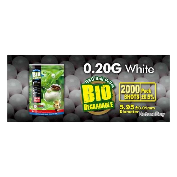 BILLES BIO 0.20G WHITE PAR 2000 G&G ARMAMENT